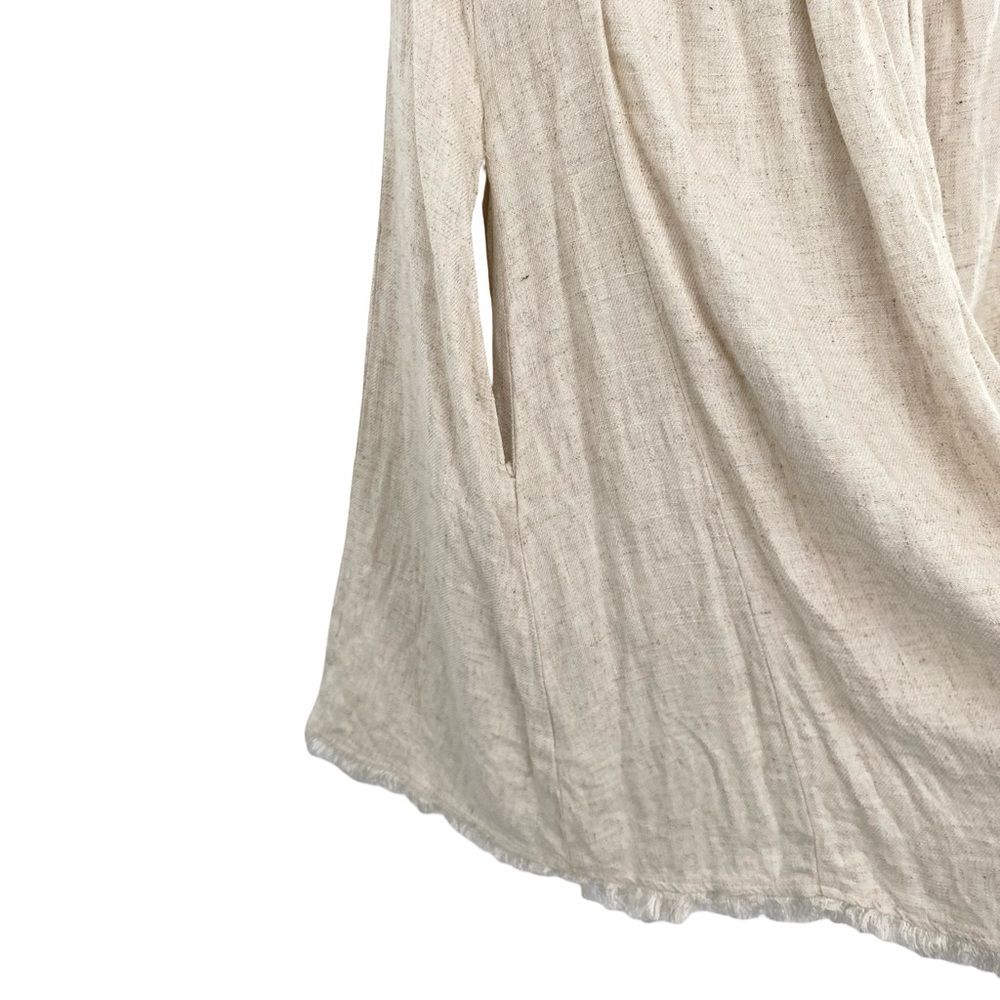 Umgee Linen Blend Oatmeal Boho Fringe Dress Size Medium - Picture 9 of 10